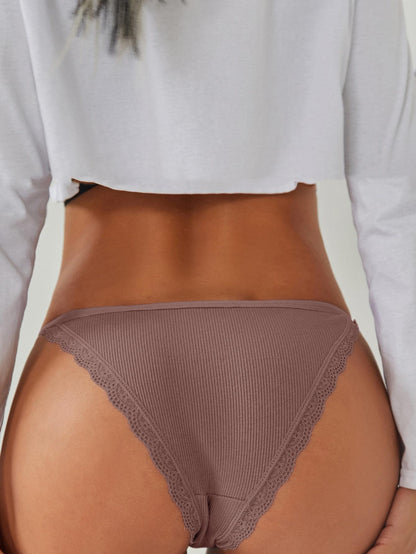 Casual Comfy Lace Trim Thong