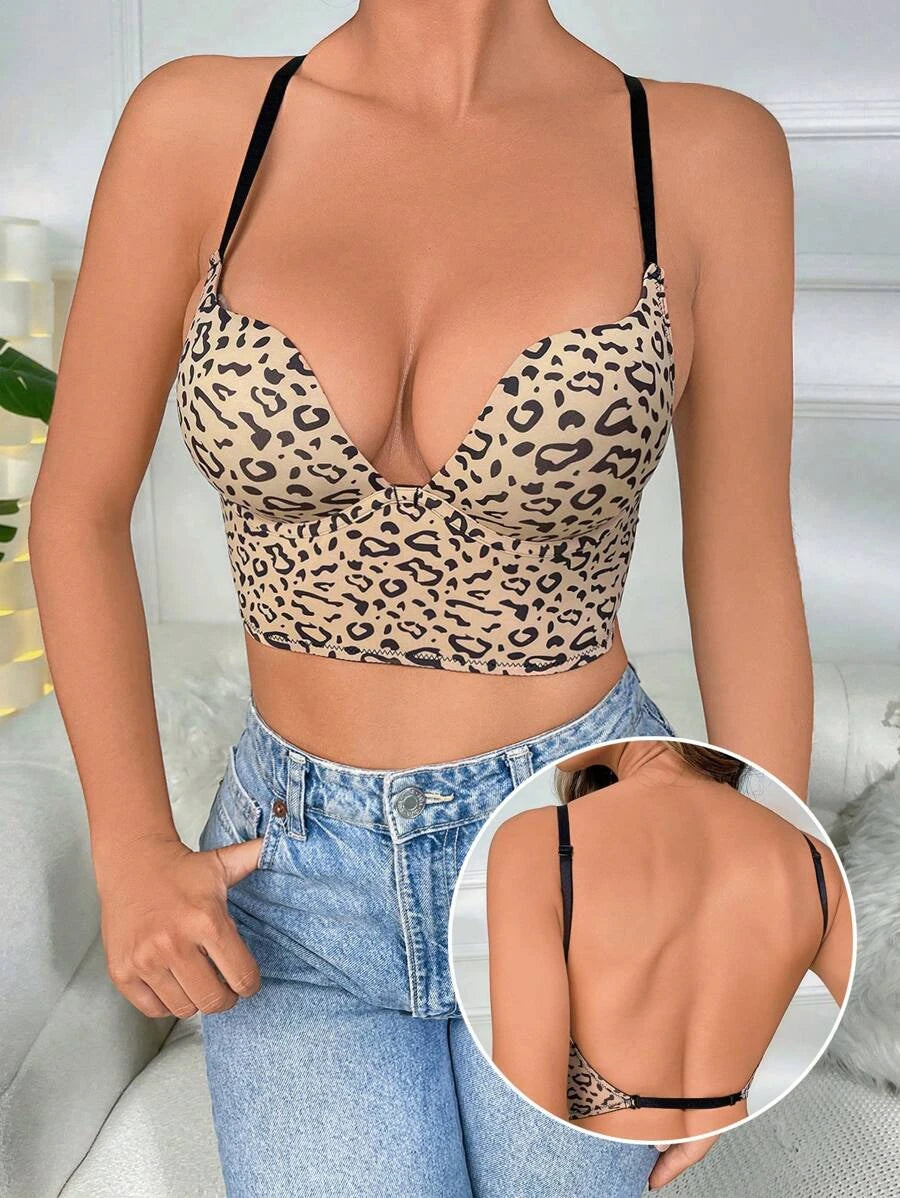 Casual Solid Underwire Criss Cross Bra