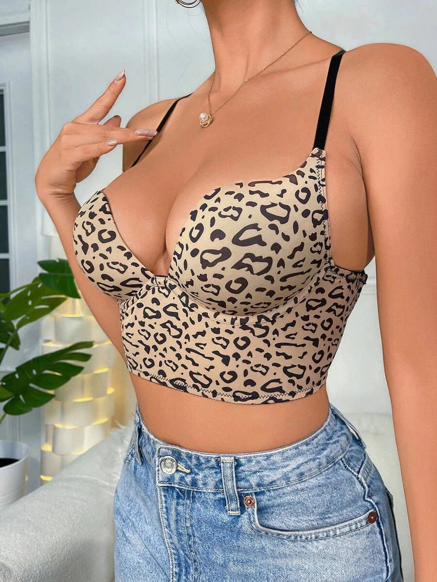 Casual Solid Underwire Criss Cross Bra