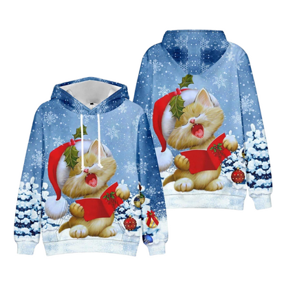 Christmas Cat Singing Christmas Hoodie