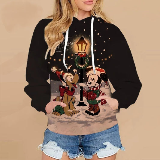 Christmas Mickey Mouse Casual Style Sweaters Black