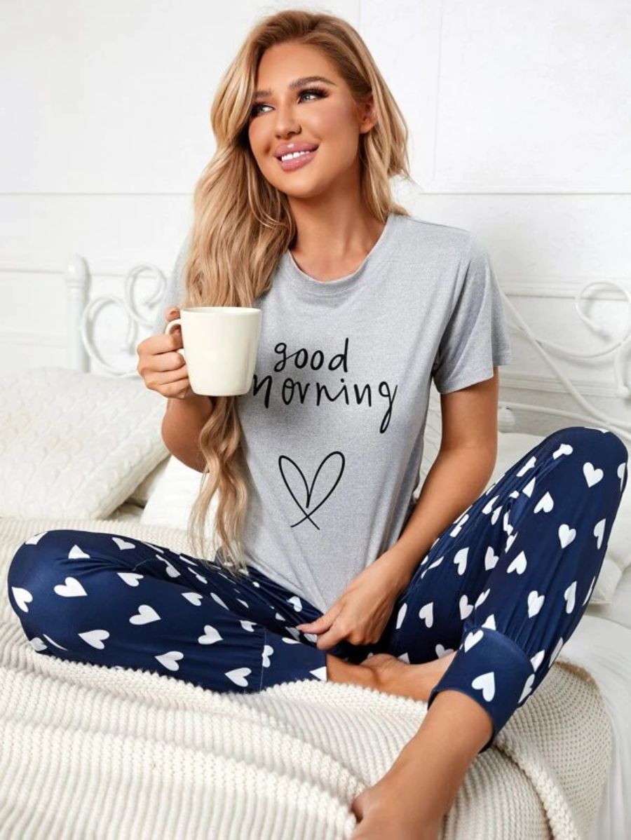 Patterned Tee And Pants Set