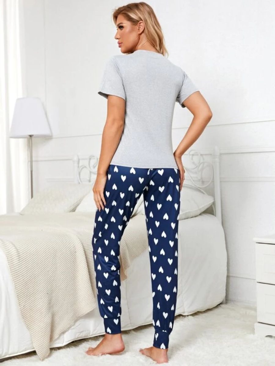 Patterned Tee And Pants Set