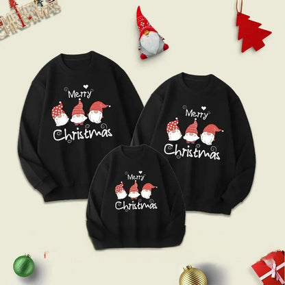 Elegant Christmas Santa Printed Sweatshirt Black