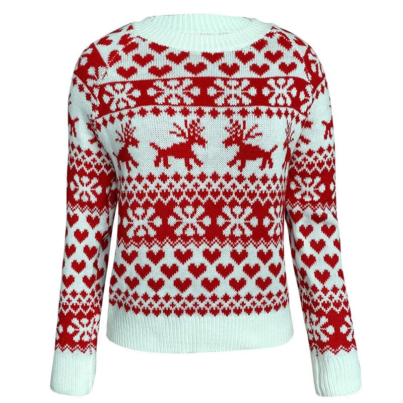 Elegant Cordate And Deer Printed Sweater