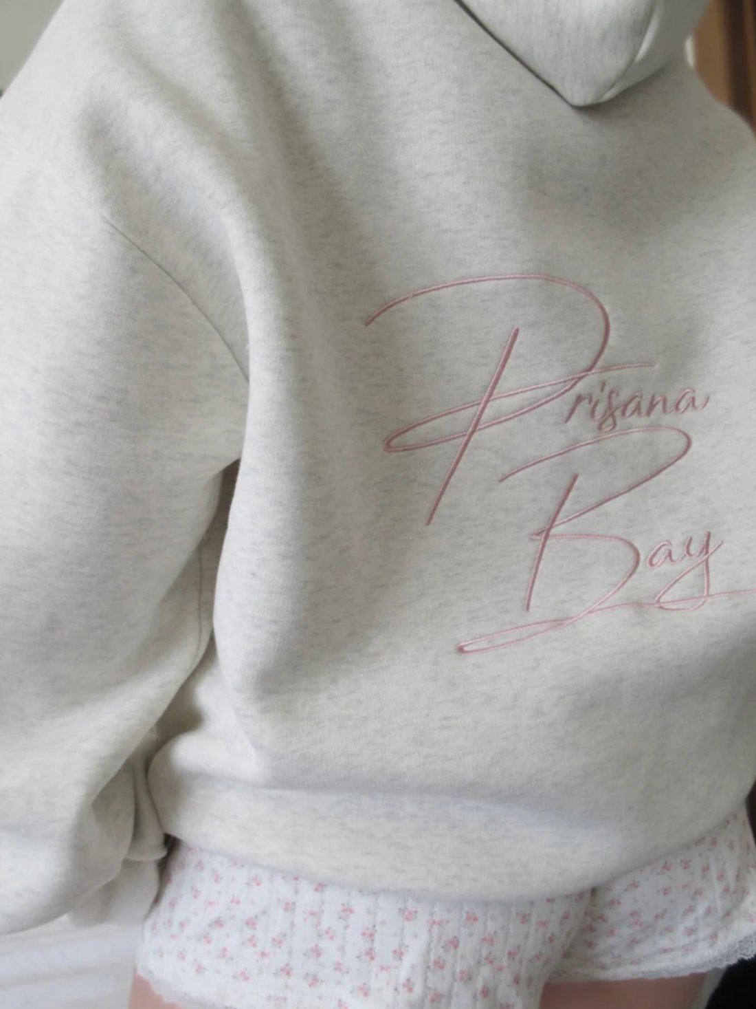 Embroidered Bow Printed Hoodie