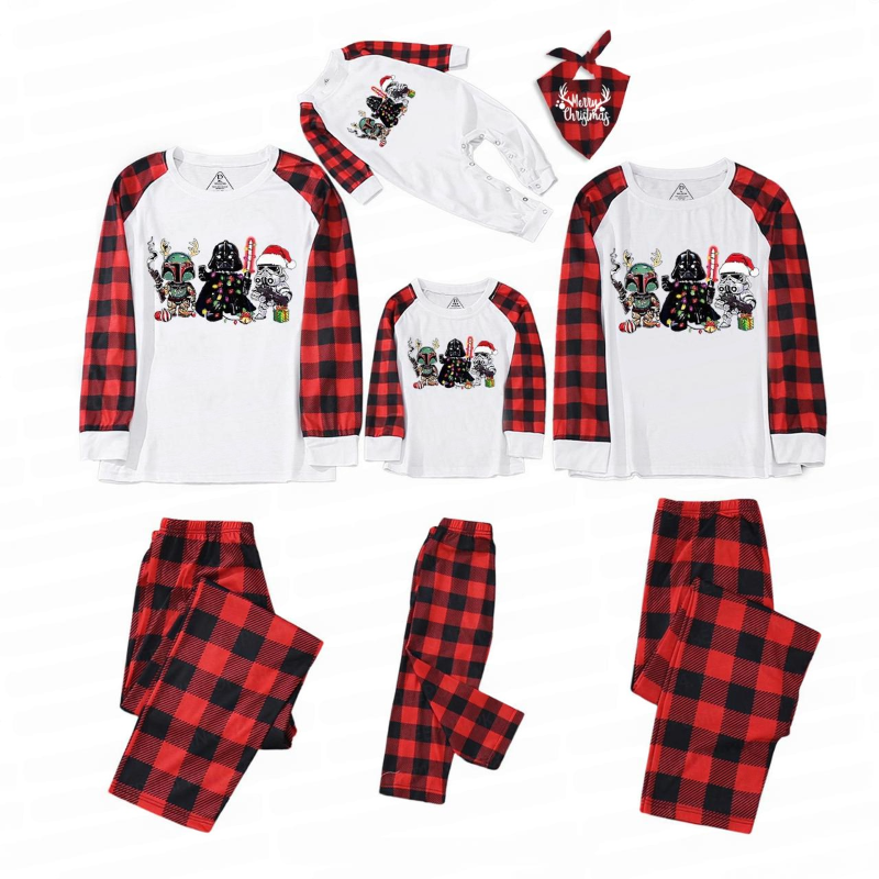 Family Matching Christmas Pajamas Set With Fun Character Design Red