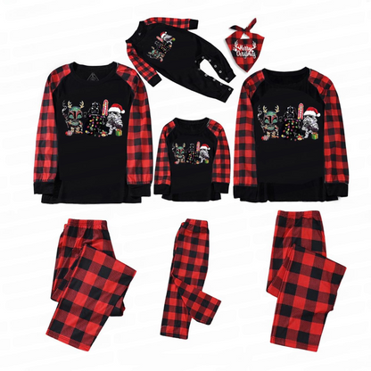 Family Matching Christmas Pajamas Set With Fun Character Design Black