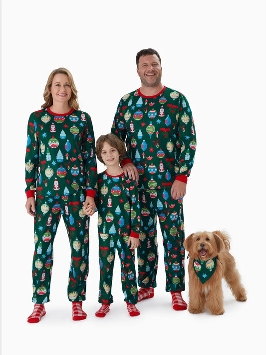 Festive Ornament Print Family Matching Pajama Set