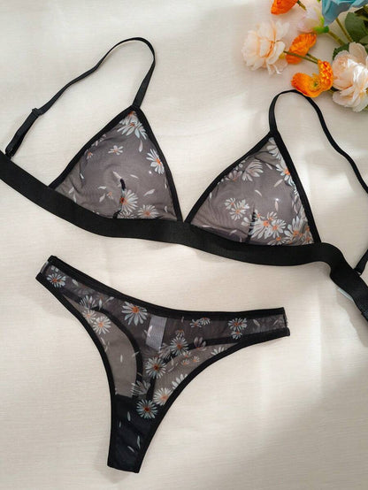 Floral All Over Print Lingerie Set