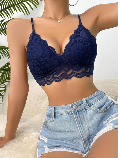 Floral Lace Scallop Trim Bralette