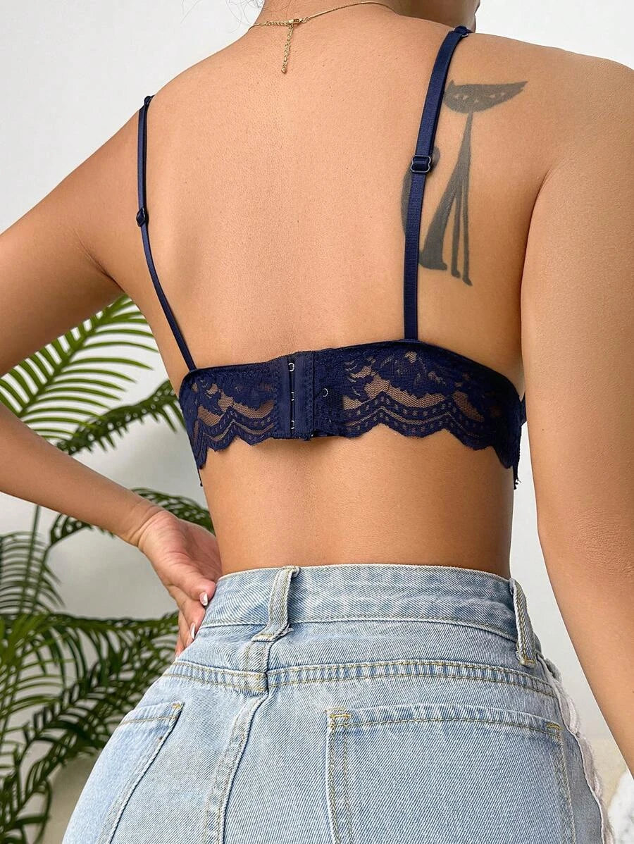 Floral Lace Scallop Trim Bralette