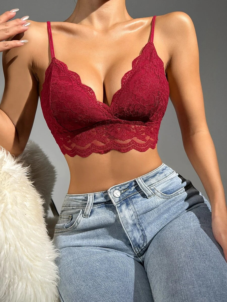 Floral Lace Scallop Trim Bralette