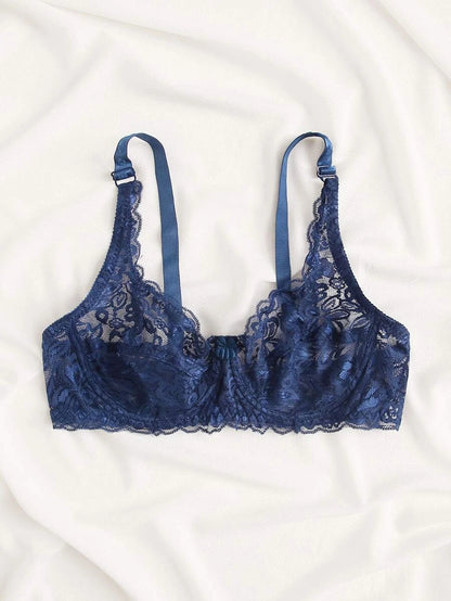 Floral Lace Sheer Underwire Bra