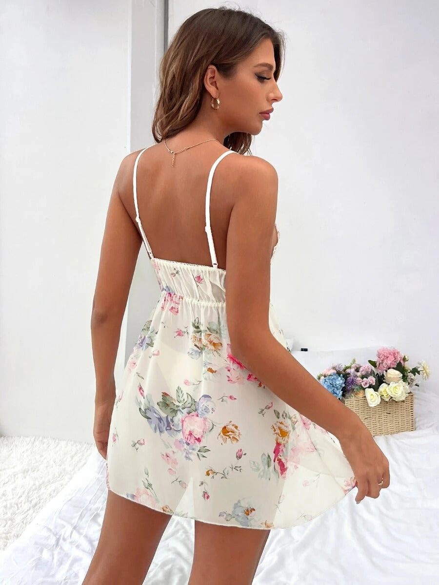 Floral Print Chiffon Cami Nightdress