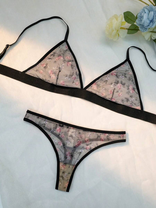 Floral Print Lingerie Set