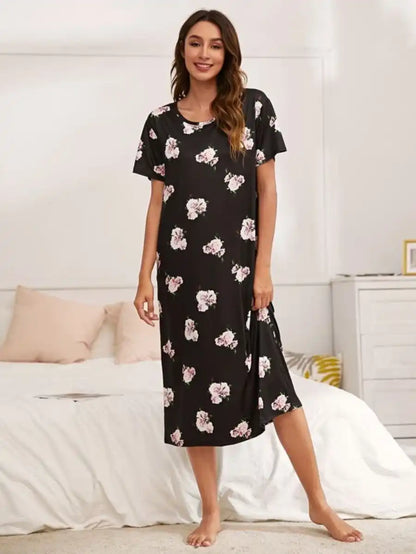 Floral Print Scoop Neck Nightdress