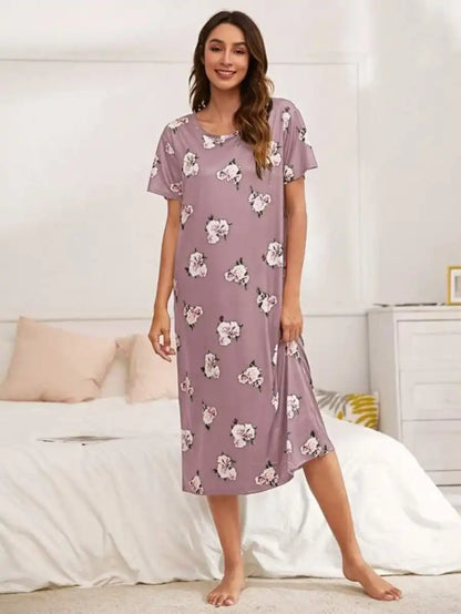 Floral Print Scoop Neck Nightdress