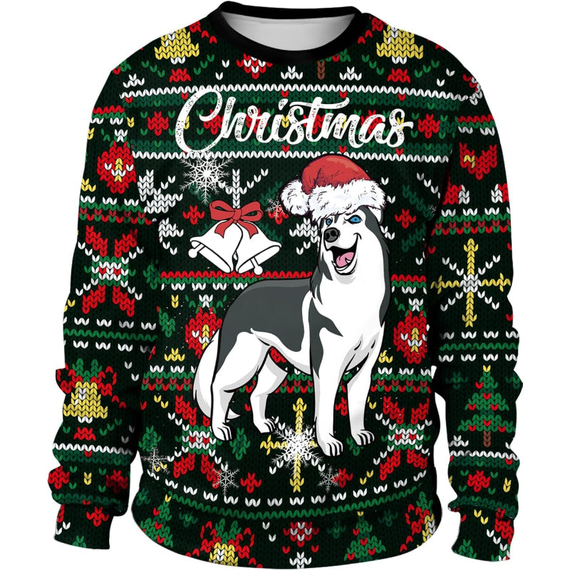 Festive Christmas Dog 3D Printed Sweatshirt 6XL