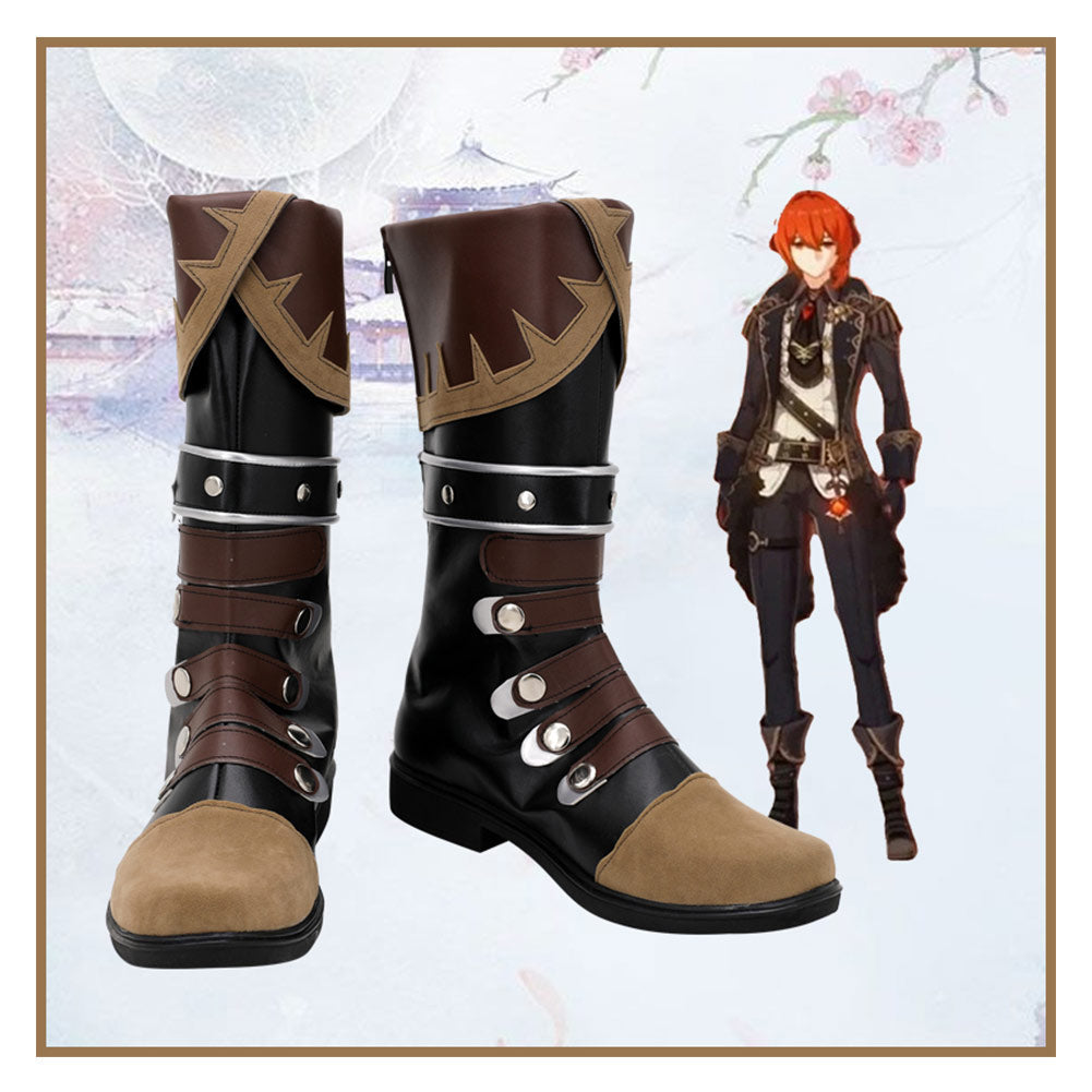 Genshin Impact Diluc Ragnvindr Cosplay Boots