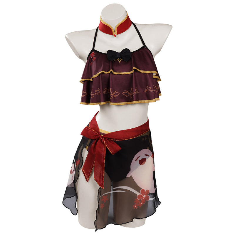 Genshin Impact Hu Tao Cosplay Swimsuit Costume L