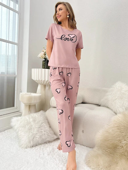 Geometric Letter Graphic Pajama Set