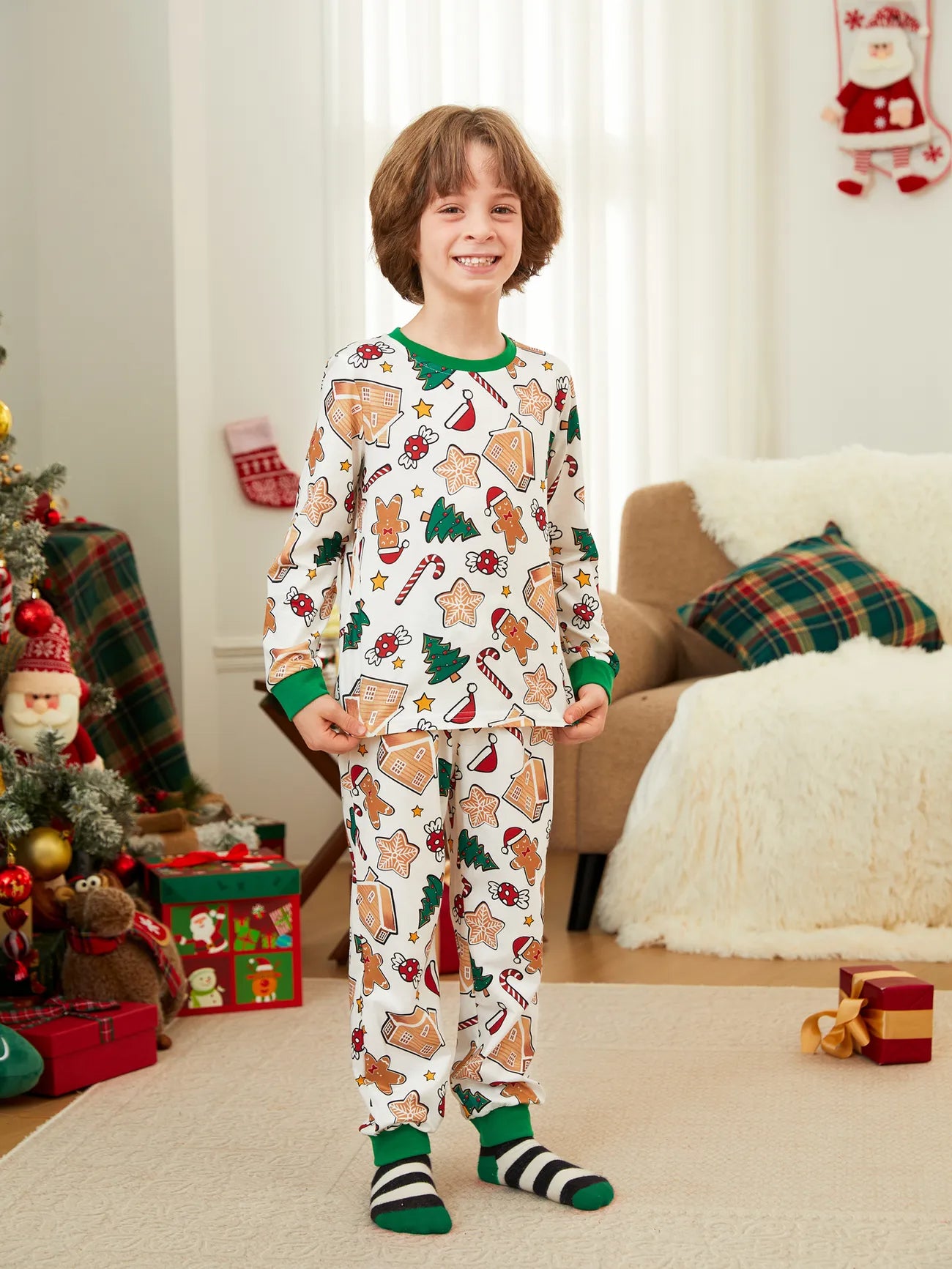 Gingerbread And Holiday Family Matching Pajama Set Kids