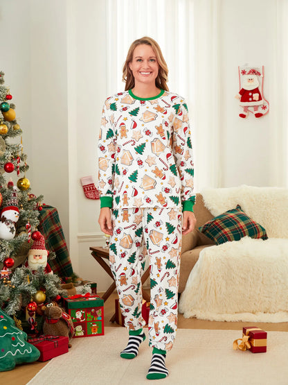 Gingerbread And Holiday Family Matching Pajama Set Woman