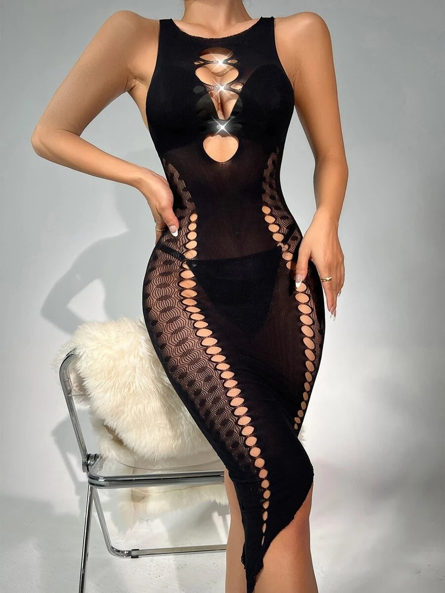 Hollow Out Fishnet Bodystocking Without Liner