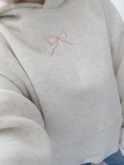 Embroidered Bow Printed Hoodie XL