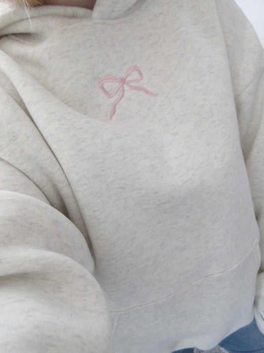 Embroidered Bow Printed Hoodie XL