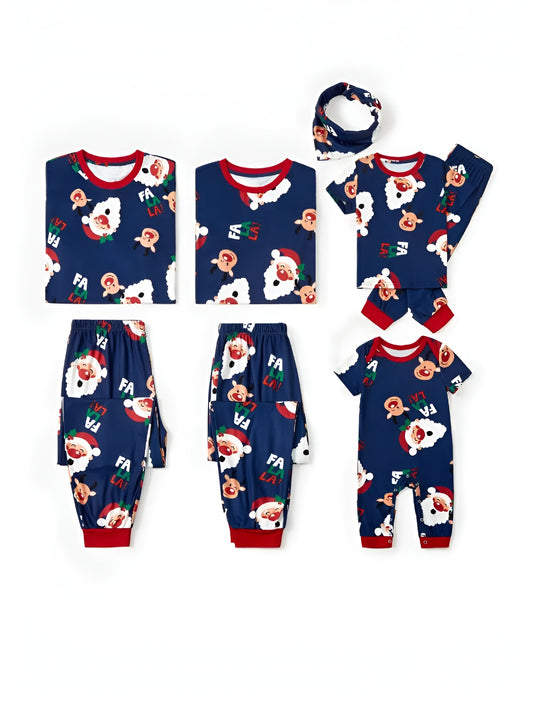 Jolly Santa And Reindeer Family Matching Pajama Set Baby 3M