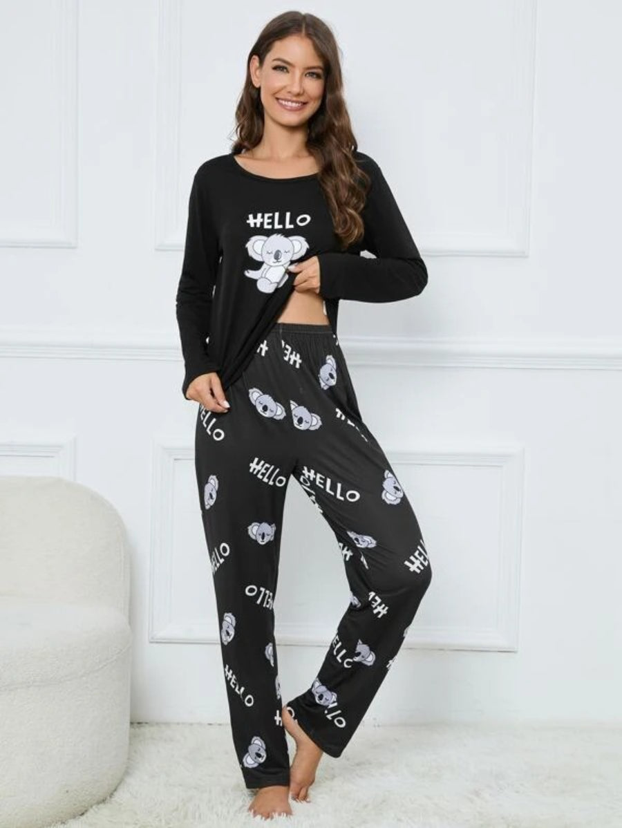 Koala And Letter Graphic PJ Set