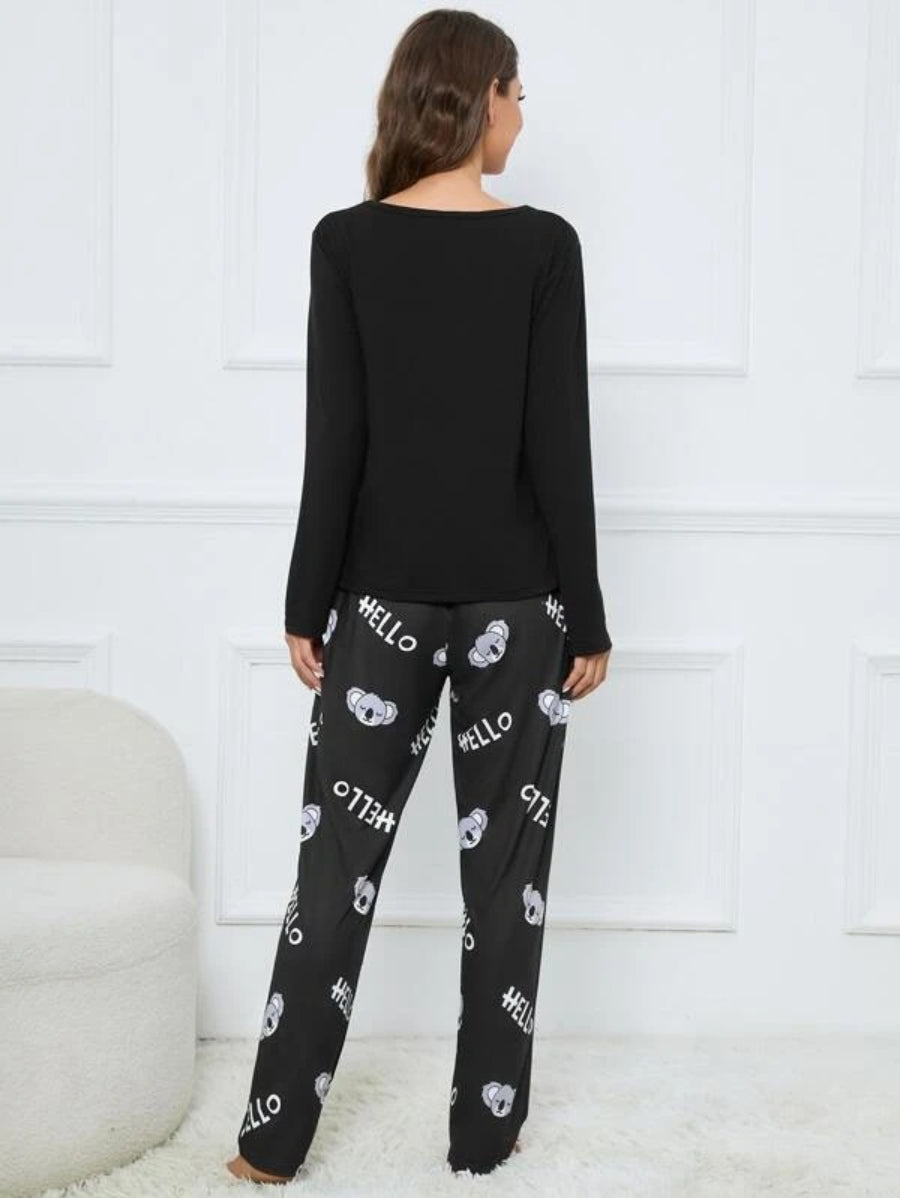 Koala And Letter Graphic PJ Set