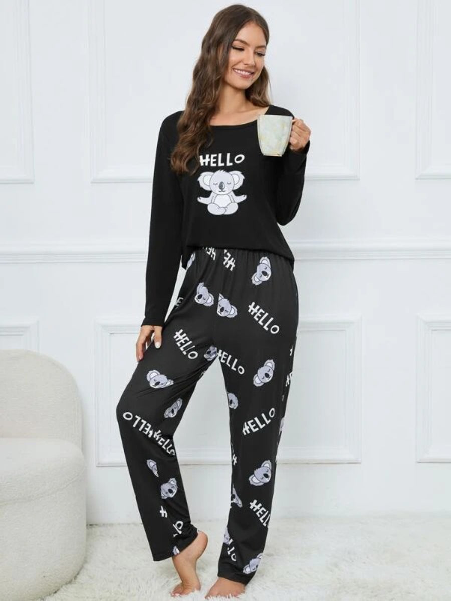 Koala And Letter Graphic PJ Set