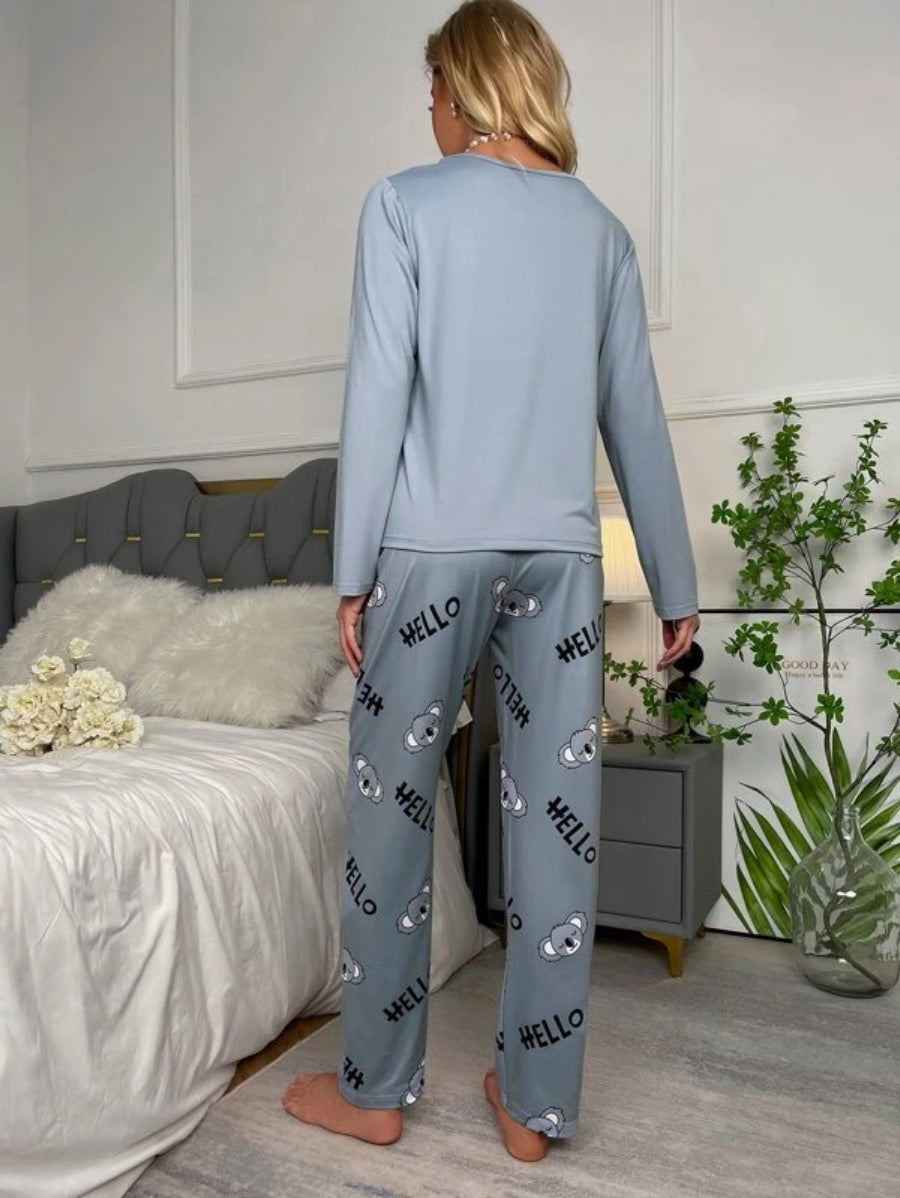 Koala And Letter Graphic PJ Set