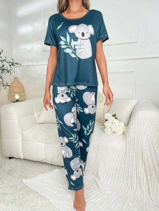 Koala Printed T Shirt And Pants Set