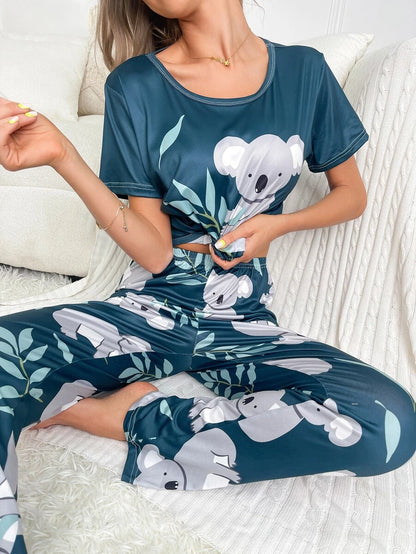 Koala Printed T Shirt And Pants Set