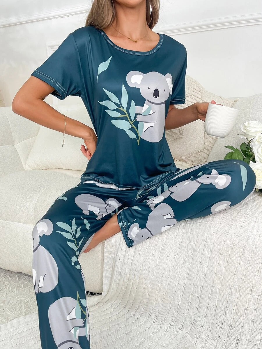 Koala Printed T Shirt And Pants Set