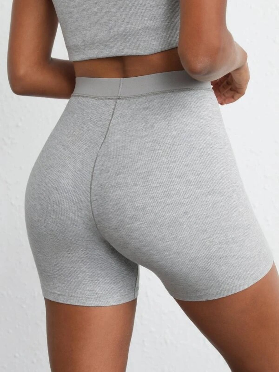 Solid Ribbed Knit Lounge Shorts