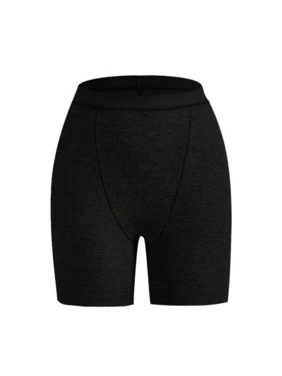 Solid Ribbed Knit Lounge Shorts