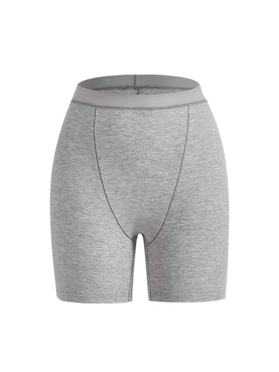 Solid Ribbed Knit Lounge Shorts