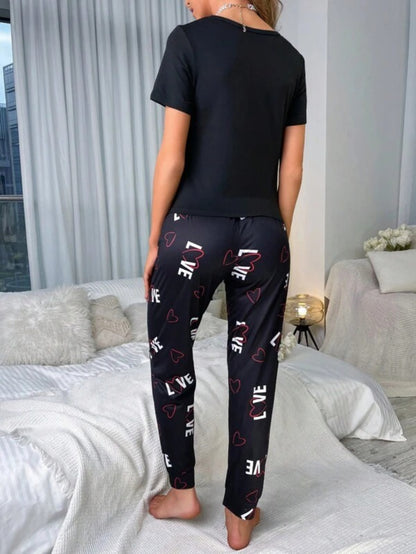 Letter Graphic Print Pant Set