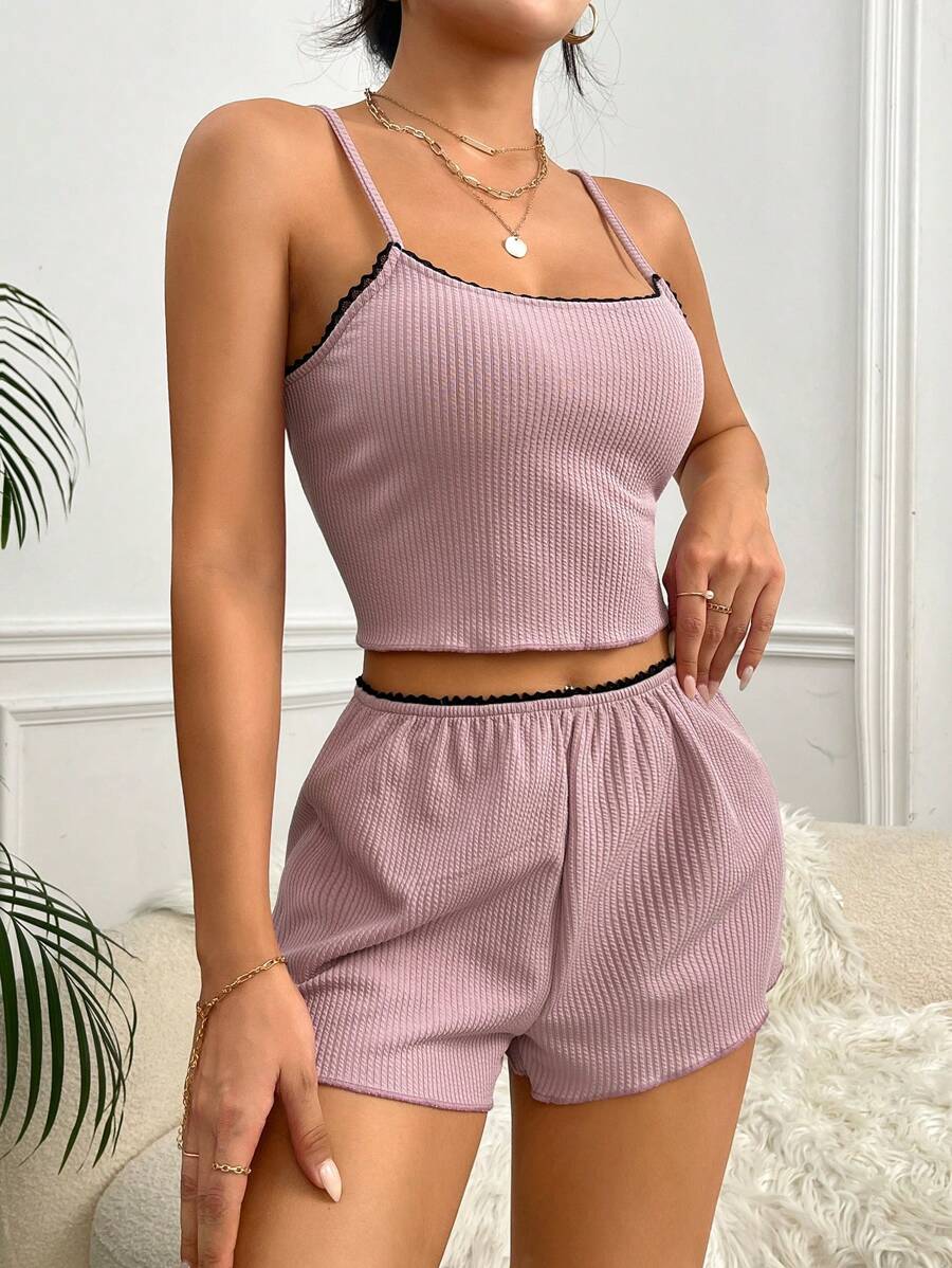 Lettuce Trim Cami Top And Shorts