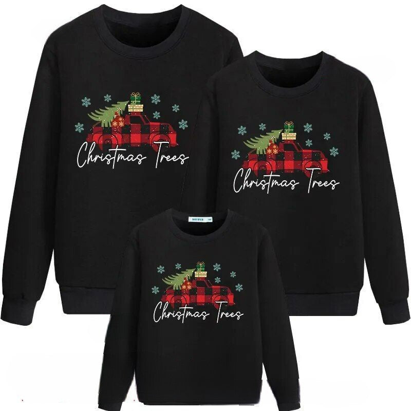 Long Sleeve Christmas Trees Printed Sweatshirt