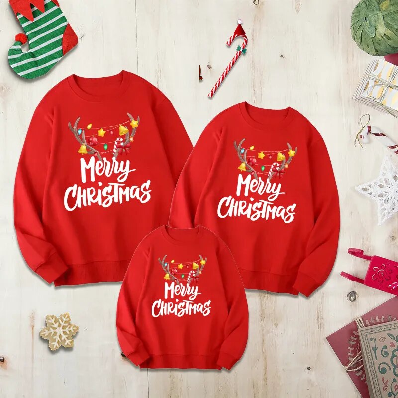 Long Sleeved Printed Christmas Themed Sweatshirt