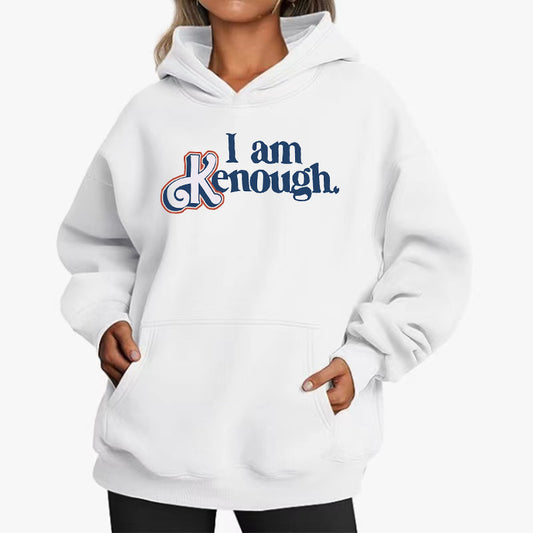 Loose Casual Hoodie With Text Printed