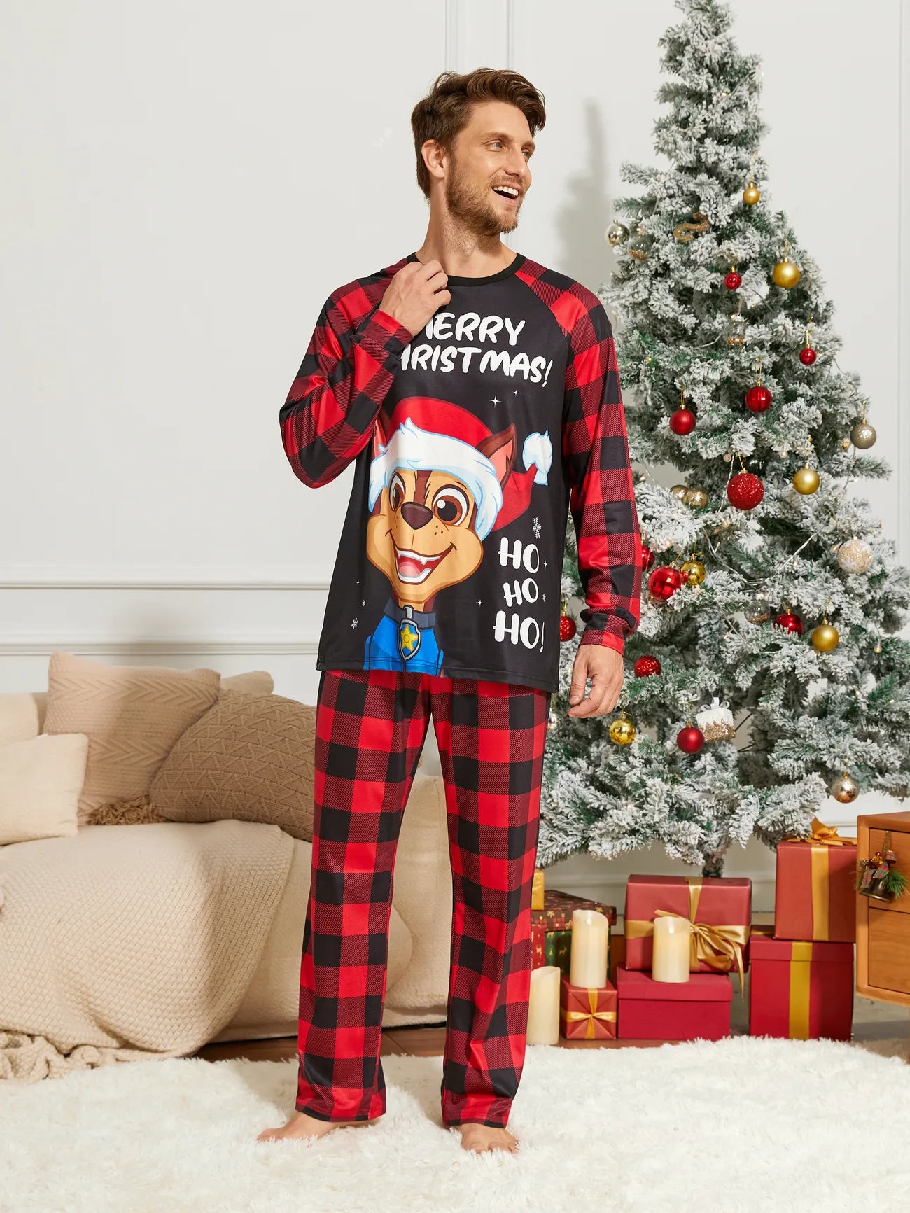 Merry Christmas Plaid Family Matching Pajama Set Men