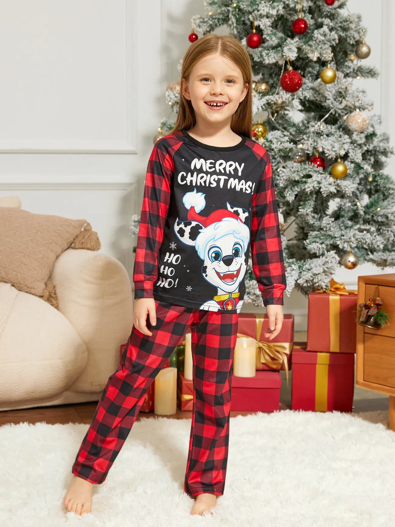 Merry Christmas Plaid Family Matching Pajama Set Kids