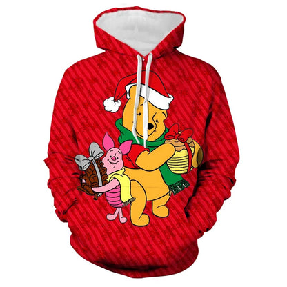 Winnie Cartoon Print Christmas Hoodies Style 2